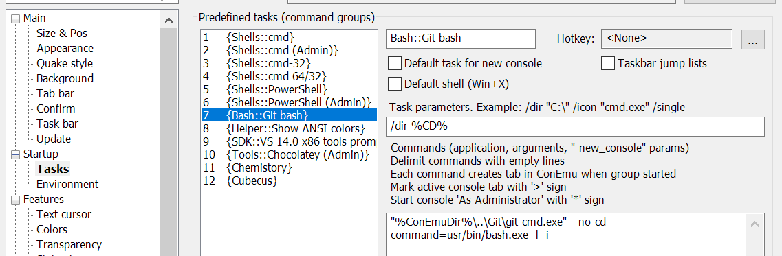 Con Emu Task Parameters GUI with extra parameter
